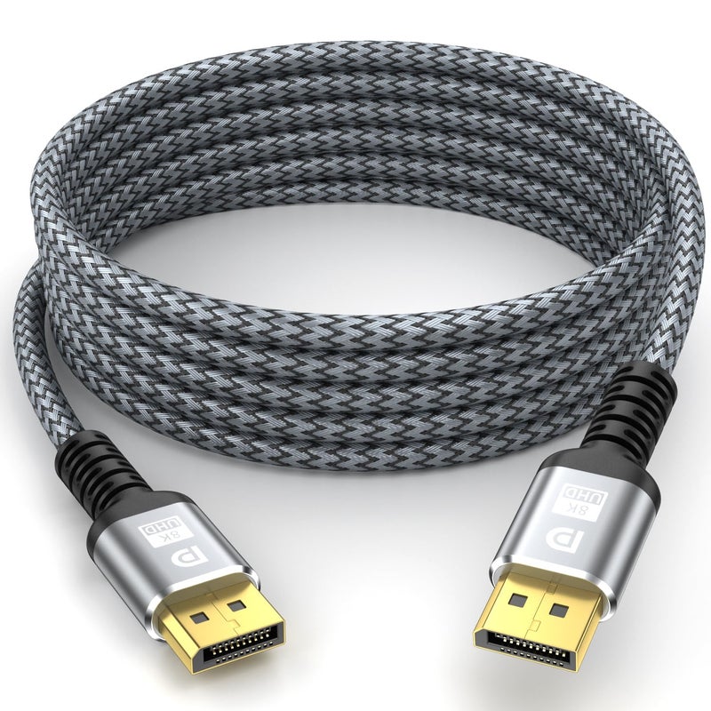 looyotul كابل DisplayPort 8K، كابل DP 1.4 بطول 20 قدم (8K@60Hz، 4K@144Hz، 2K@240Hz) يدعم 32.4Gbps، موصل مطلي بالذهب، معدل تحديث عالي لشاشة الألعاب، HDR، FreeSync G-Sync، بطاقة الرسوميات، الكمبيوتر الشخصي - Image 1
